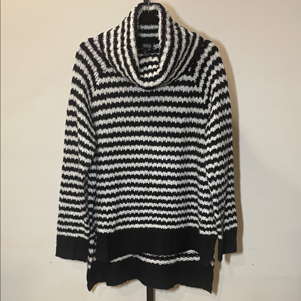 a.n.a Black and White Striped Cowl Neck Sweater
